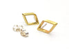 Skewed Brass Square Stud Earrings - Earring - LanaBetty