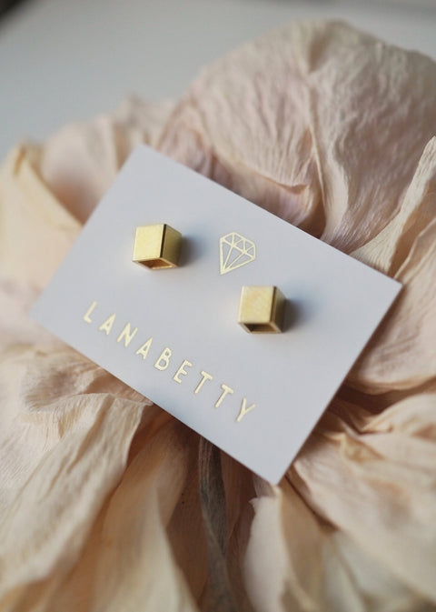 Square Tube Stud Earrings - Earring - LanaBetty