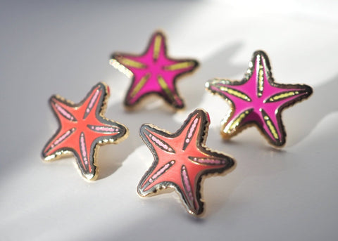 Tiny Neon Starfish - Lapel Pin - lapel pins - LanaBetty
