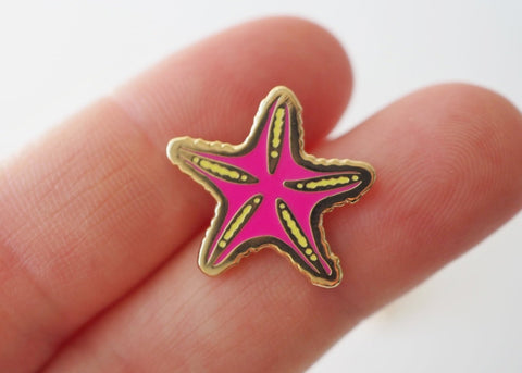 Tiny Neon Starfish - Lapel Pin - lapel pins - LanaBetty