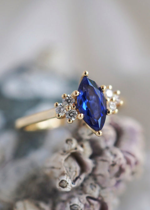 Torrance - Custom Marquise Sapphire Ring - 14k Gold - Ring - LanaBetty
