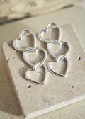 Triple Heart Stud Earrings - Silver - Earring - LanaBetty