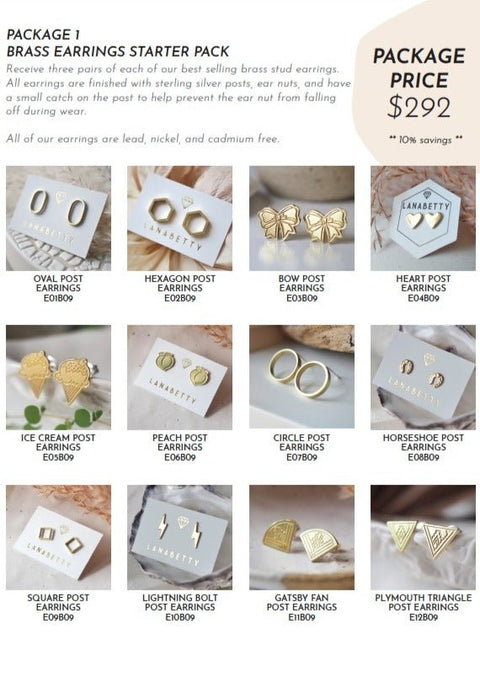 Wholesale Package 1 - Brass Earring - Earring - LanaBetty